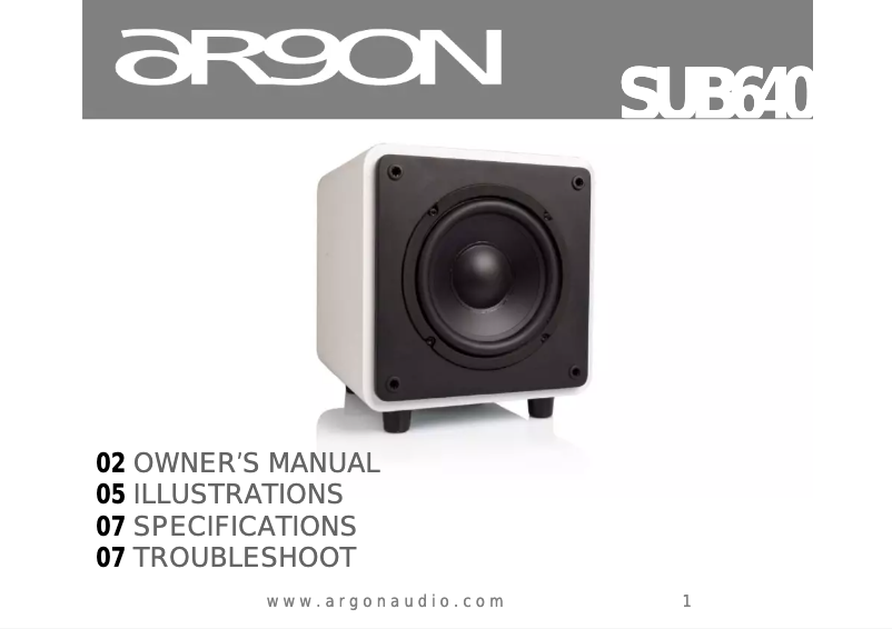 Page n°1 - Manuel utilisateur Argon SUB640