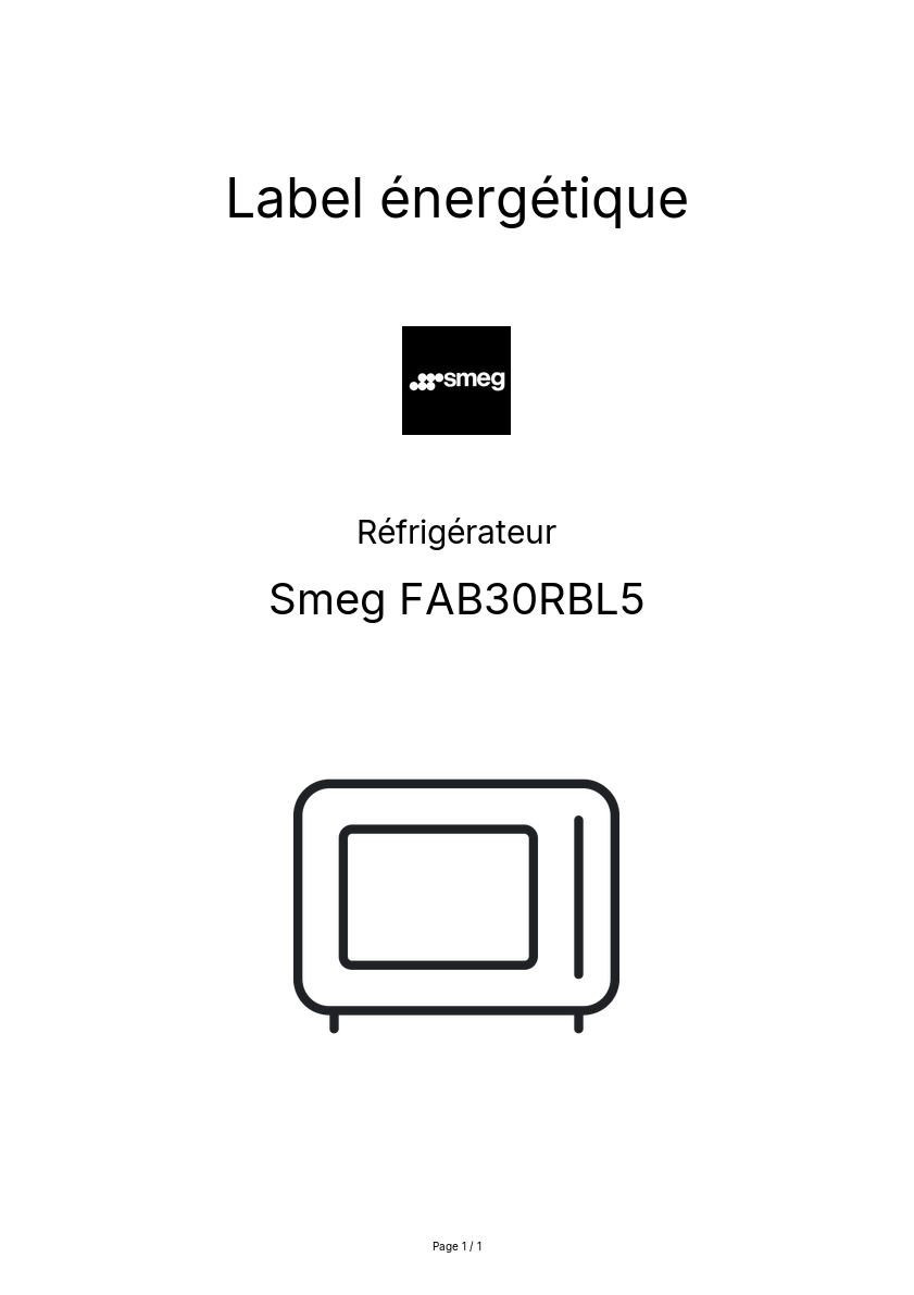 Page n°1 - Label énergétique Smeg FAB30RBL5