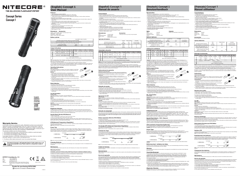 Page n°1 - Manuel utilisateur Nitecore C1