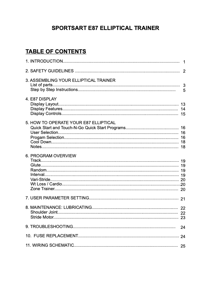 Page 1 de la notice Manuel utilisateur SportsArt E87