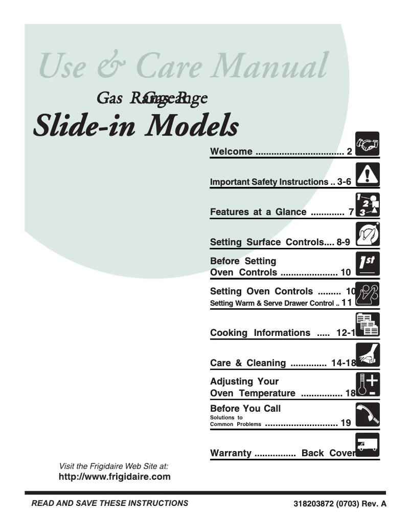 Page n°1 - Manuel utilisateur Frigidaire FGS365EB