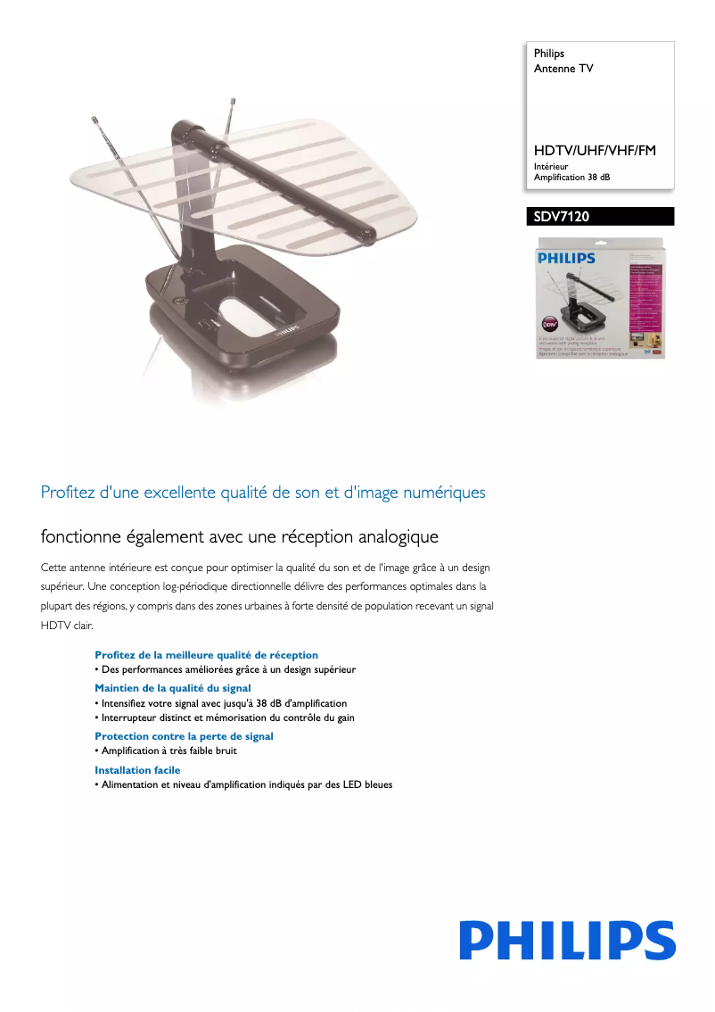 Página 1 del manual Ficha técnica Philips SDV7120