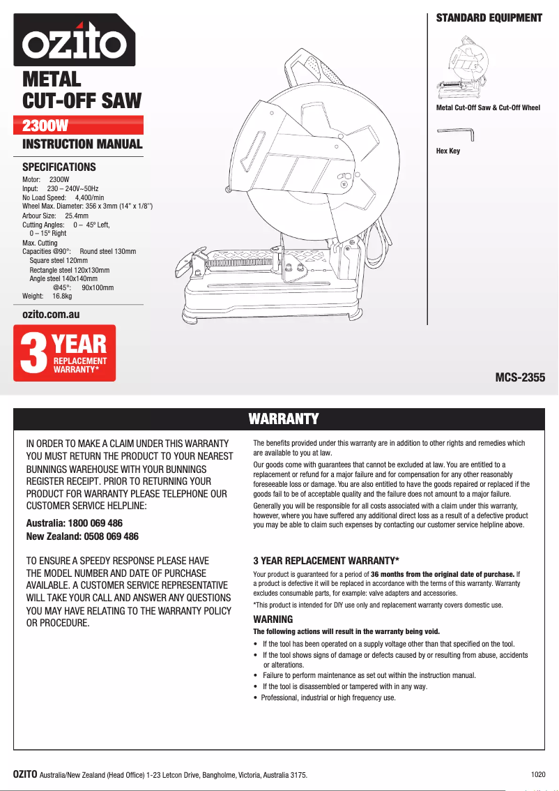 Imagen de la primera página del manual del dispositivo MCS-2355