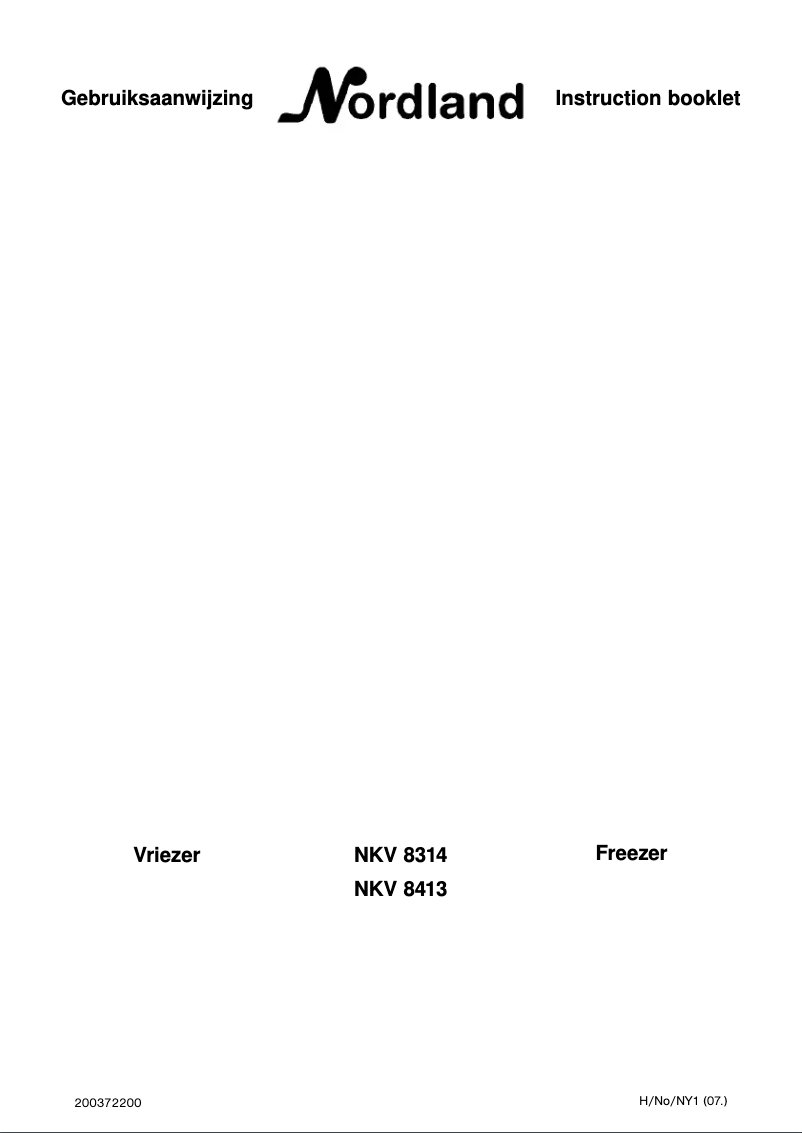 Page n°1 - Manuel utilisateur Nordland NKV 8314
