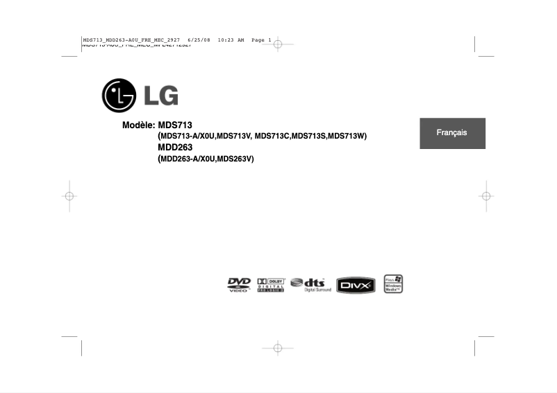 Page 1 de la notice Manuel utilisateur LG MDS713