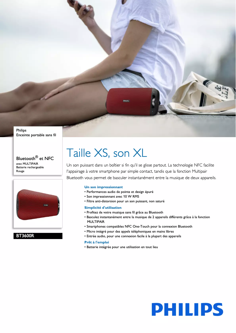 Page 1 de la notice Fiche technique Philips BT3600R