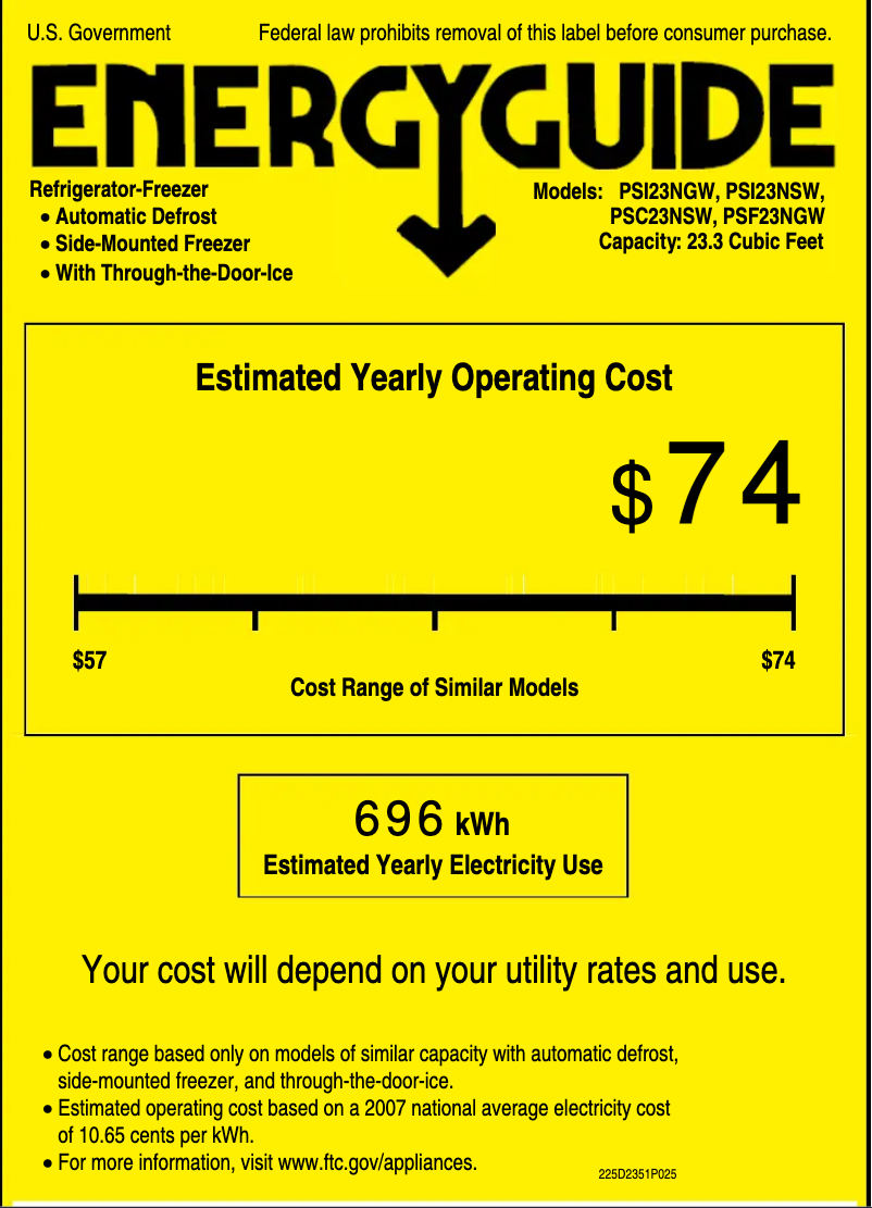 Página 1 del manual Etiqueta energética GE Profile PSI23NGWWV