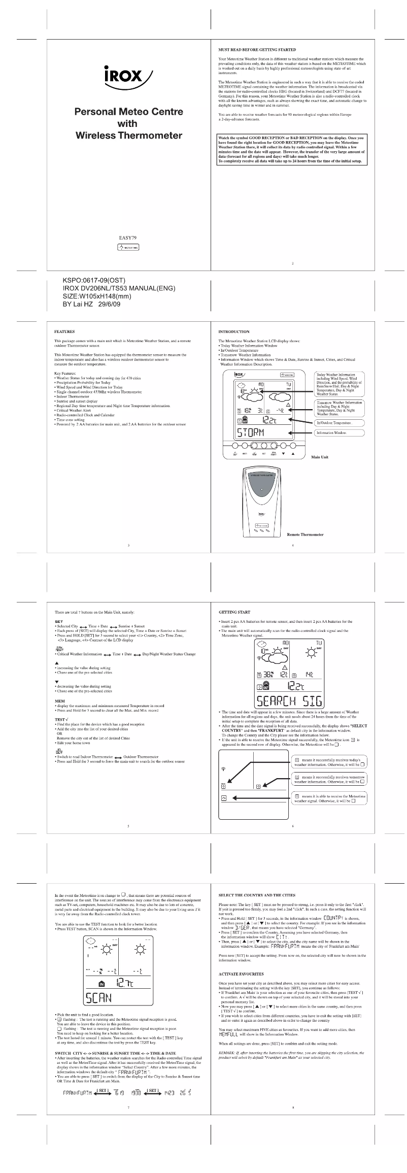 Page n°1 - Manuel utilisateur Irox Easy 79