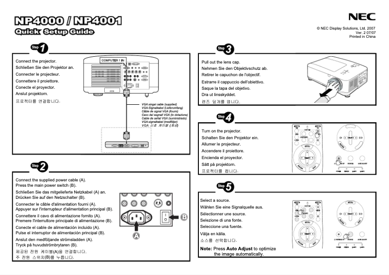 Page 1 de la notice Manuel utilisateur NEC NP4001