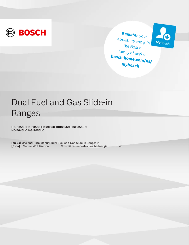 Page 1 de la notice Manuel utilisateur Bosch HDI8056C