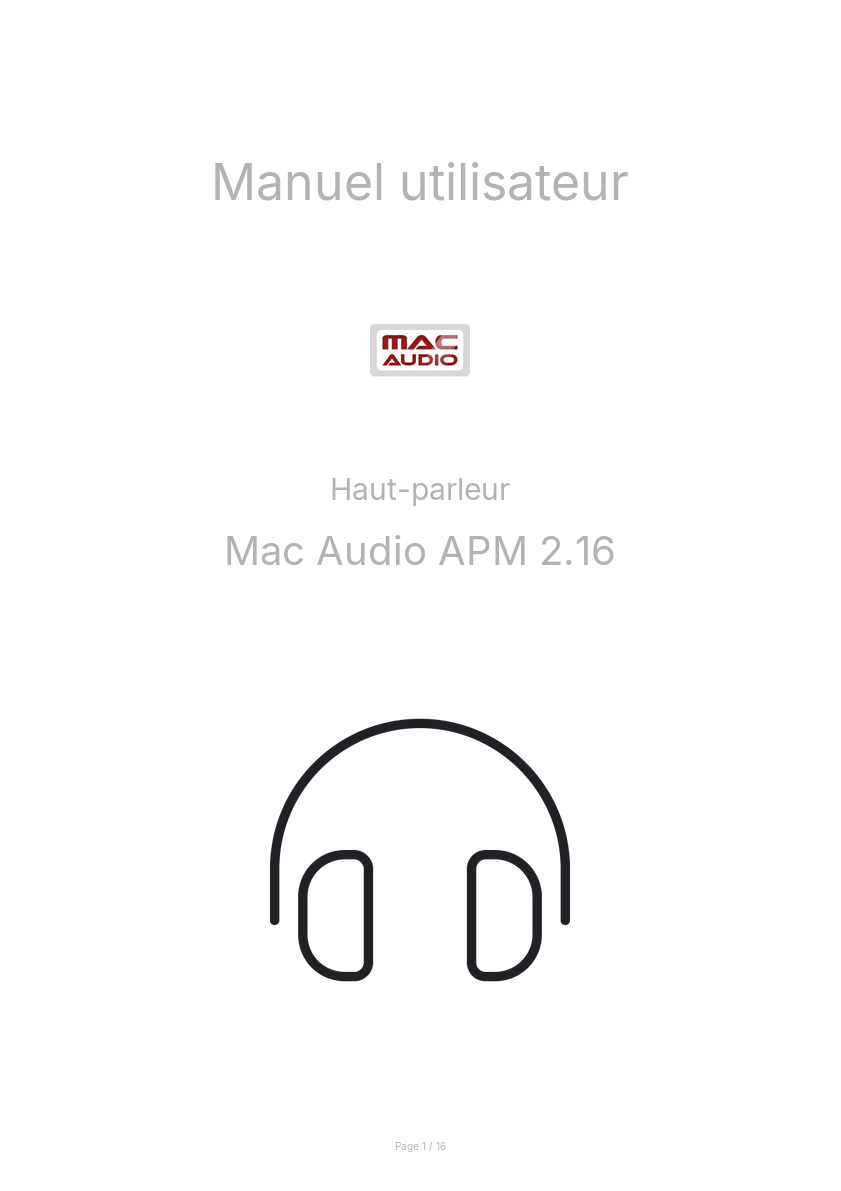 Page n°1 - Manuel utilisateur Mac Audio APM 2.16