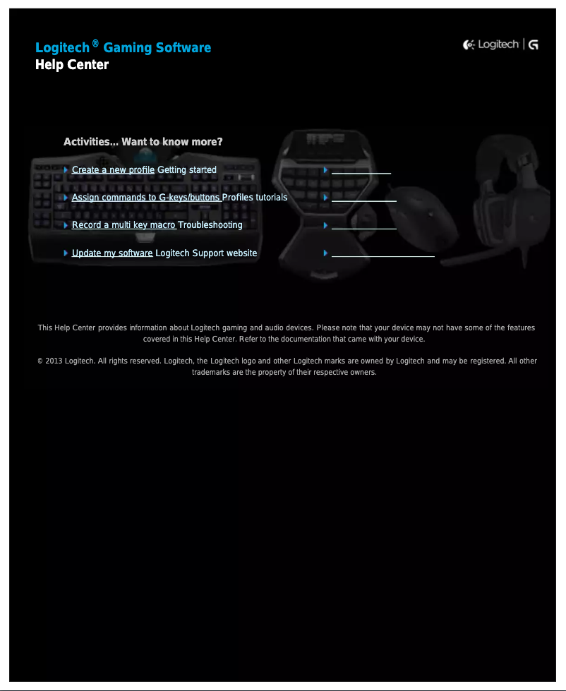 Page 1 de la notice Manuel utilisateur Logitech G100S
