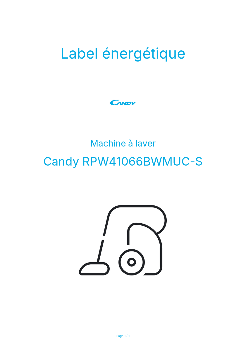 Image de la première page du manuel de l'appareil RPW41066BWMUC-S
