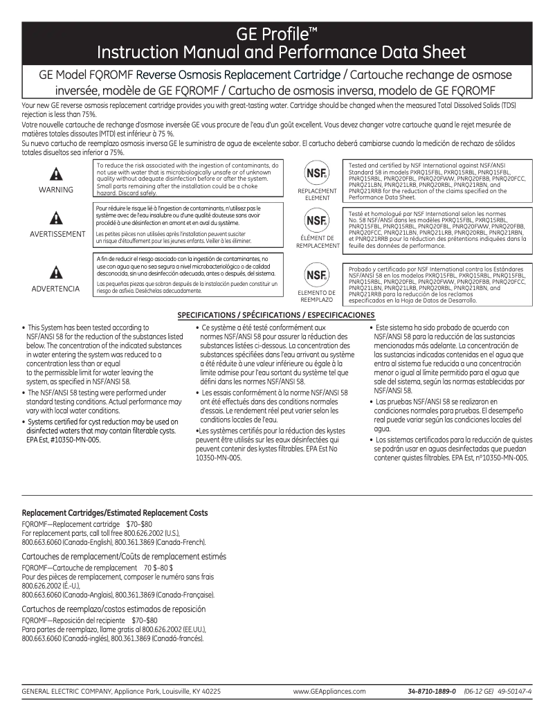Image de la première page du manuel de l'appareil FQROMF