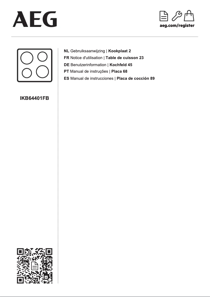 Page 1 de la notice Manuel utilisateur AEG IKB64401FB