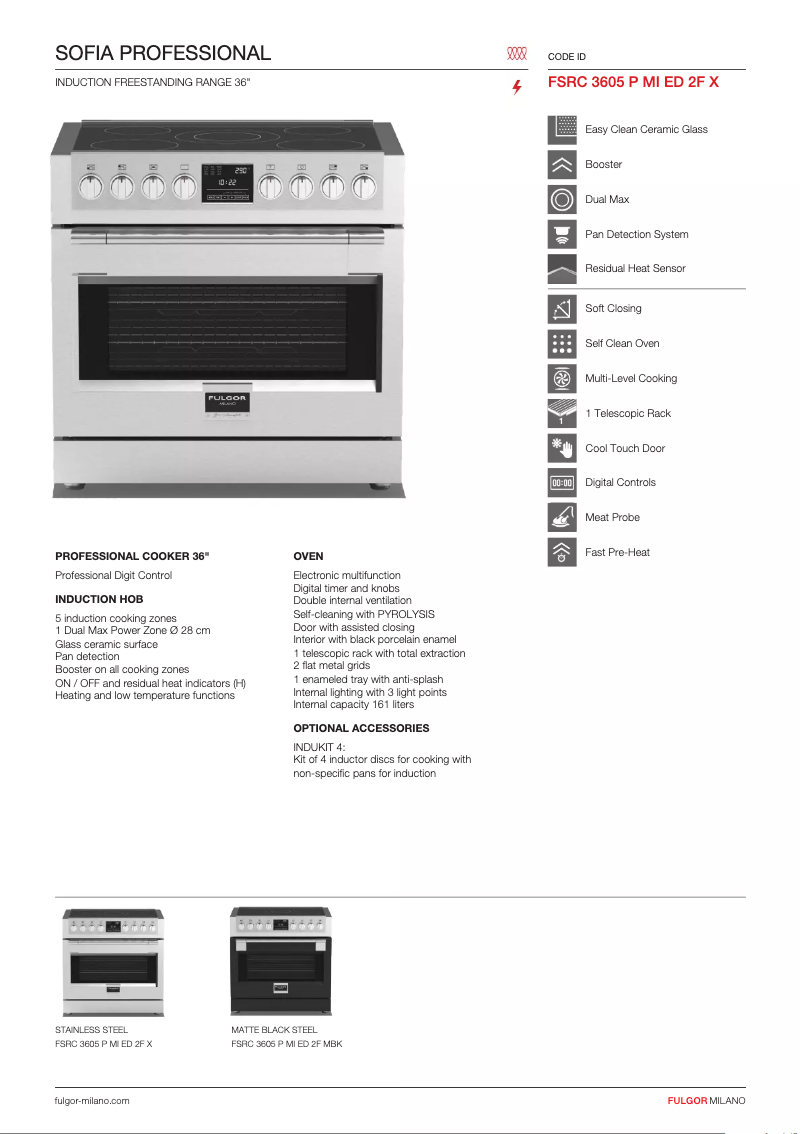 Page n°1 - Fiche technique Fulgor Milano FSRC 3605 P MI ED 2F