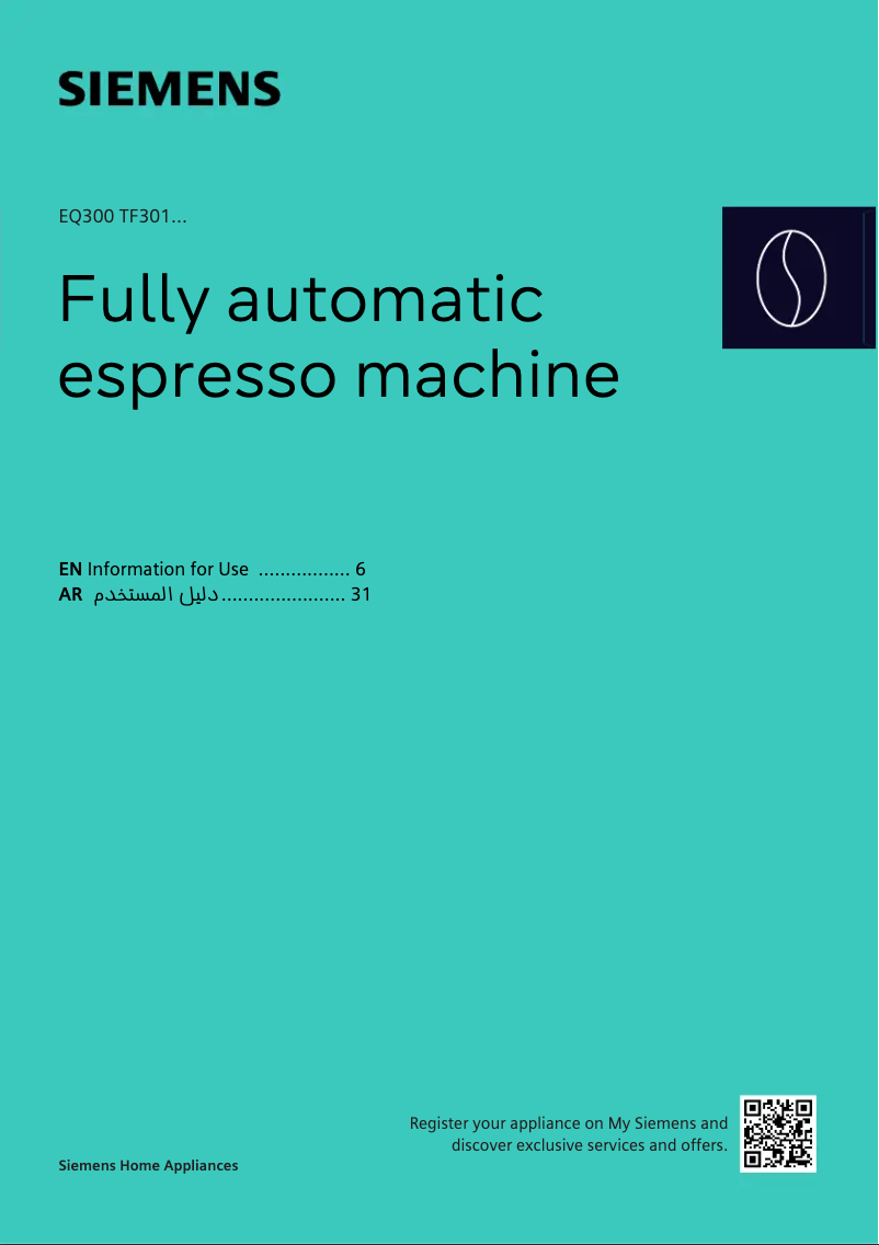 Page n°1 - Manuel utilisateur Siemens EQ300 TF301G19