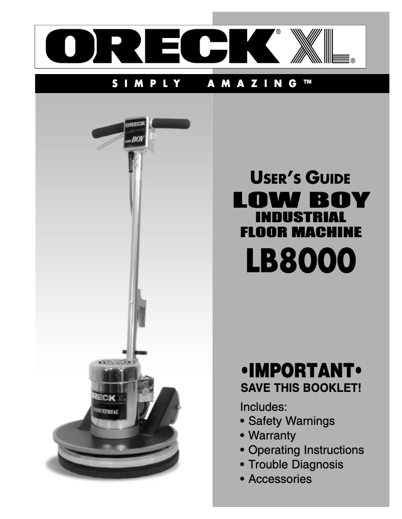 Image de la première page du manuel de l'appareil Lowboy LB8000