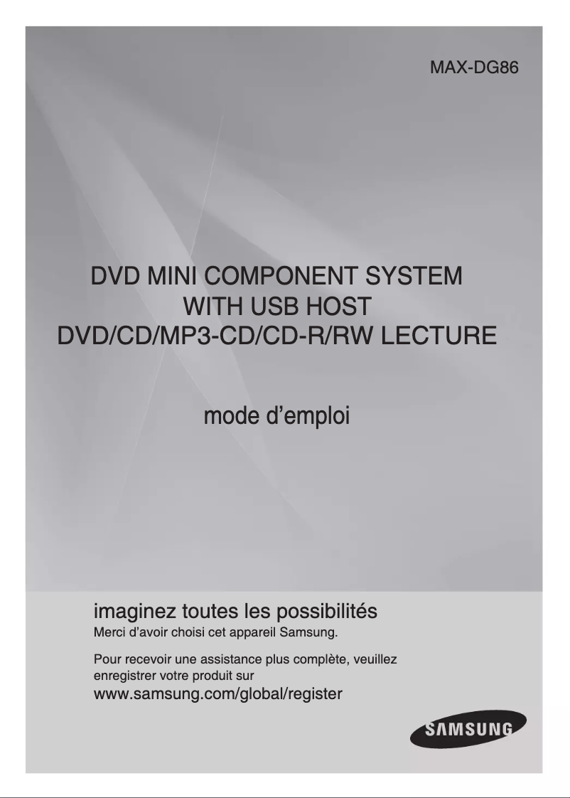 Page 1 de la notice Manuel utilisateur Samsung MAX-DG86