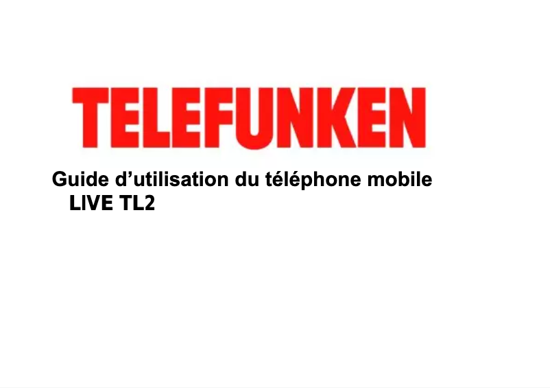 Page n°1 - Manuel utilisateur Telefunken Live TL2
