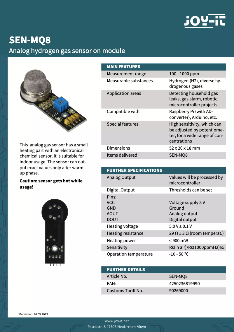 First page image of the manual for SEN-MQ8