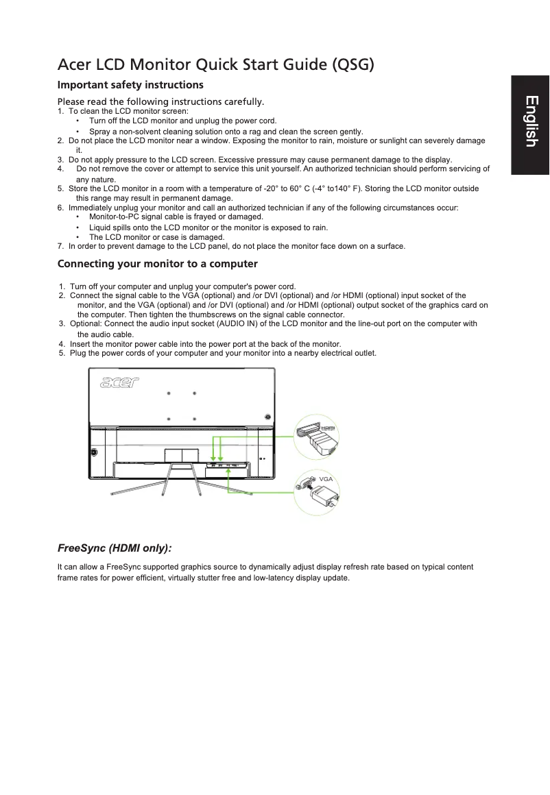 Page n°1 - Guide de démarrage rapide Acer ET322QR