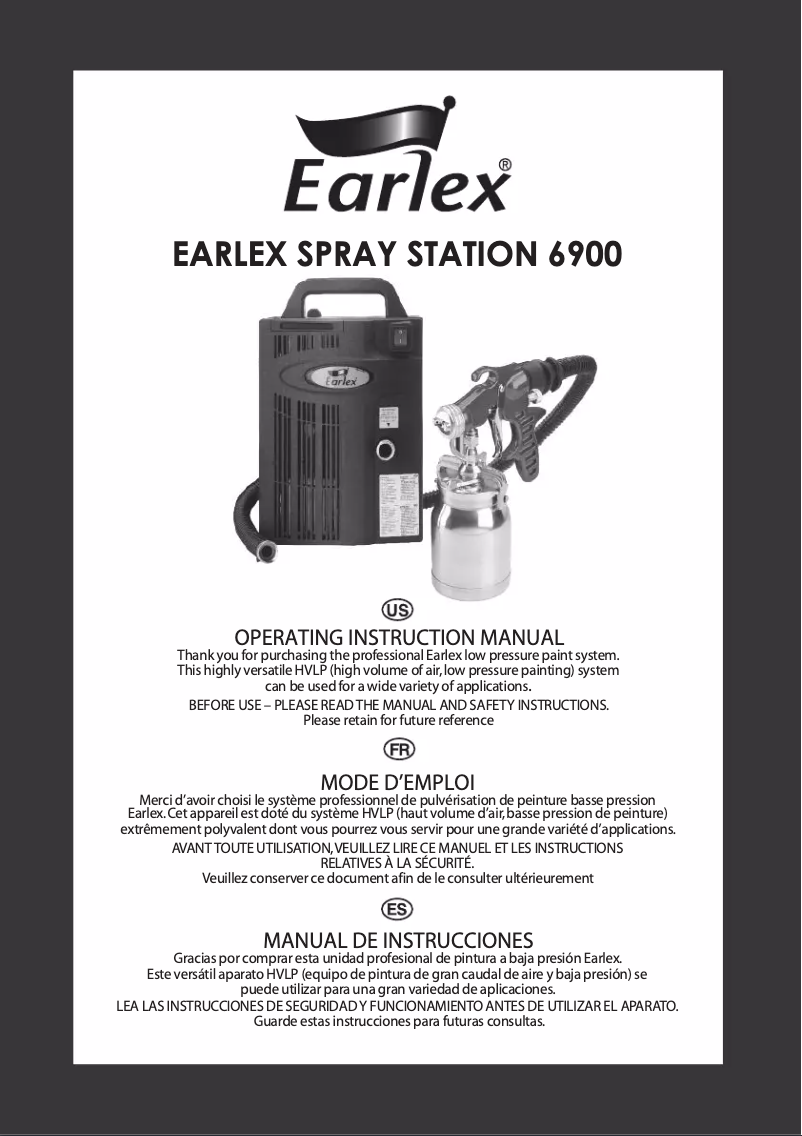 Page 1 de la notice Manuel utilisateur Earlex Spray Station 6900