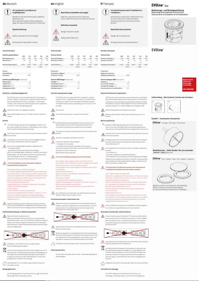 Page n°1 - Manuel utilisateur EVOline One