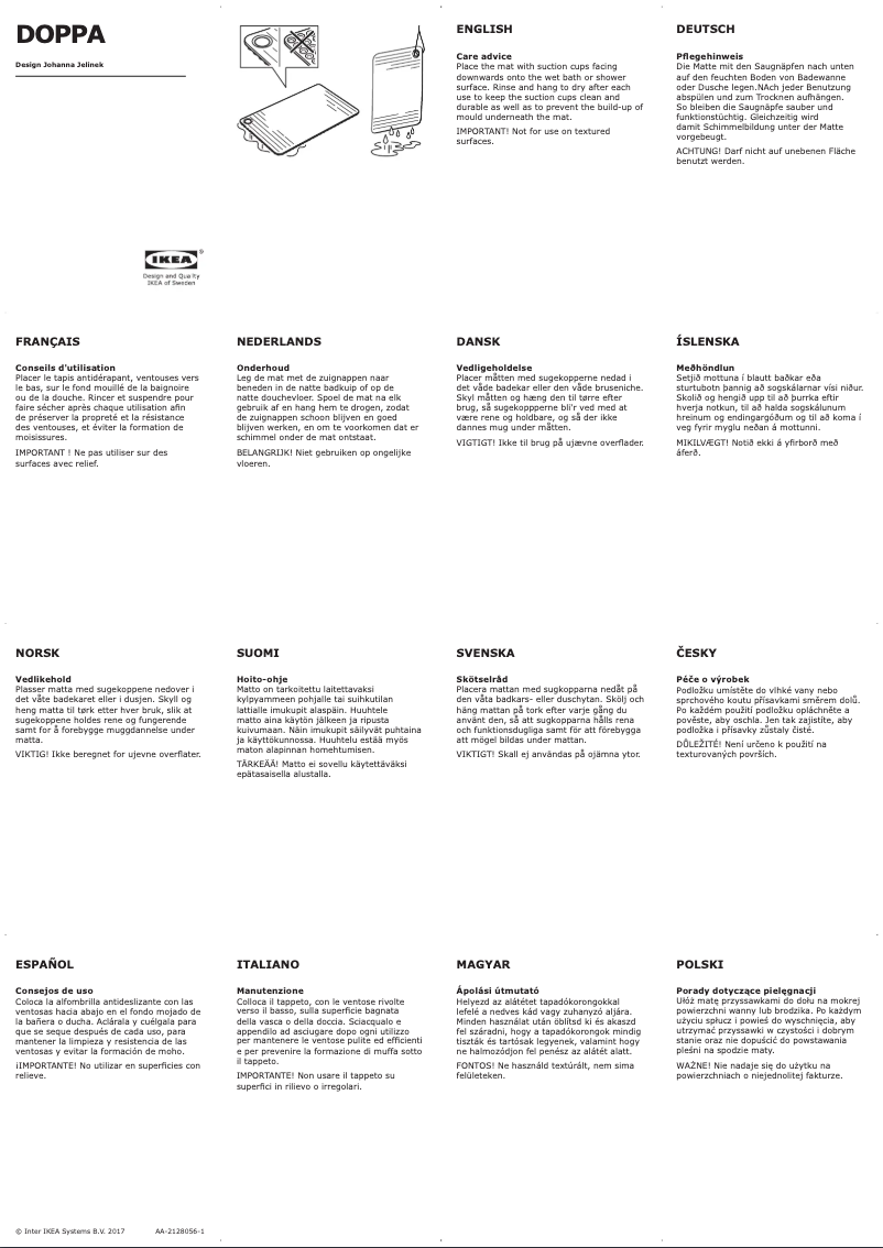 Page 1 de la notice Manuel utilisateur Ikea DOPPA 805.499.86