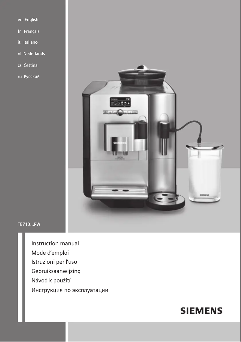Page n°1 - Manuel utilisateur Siemens EQ.7 TE713201RW