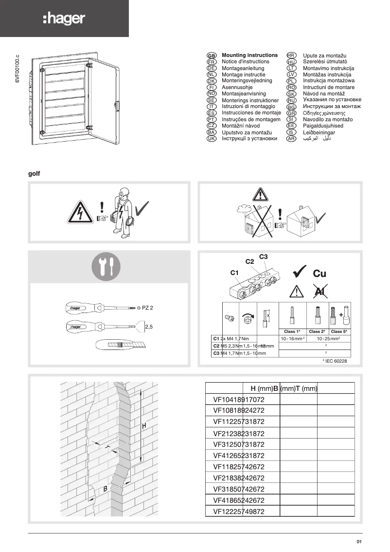 Page n°1 - Manuel utilisateur Hager VF108TA