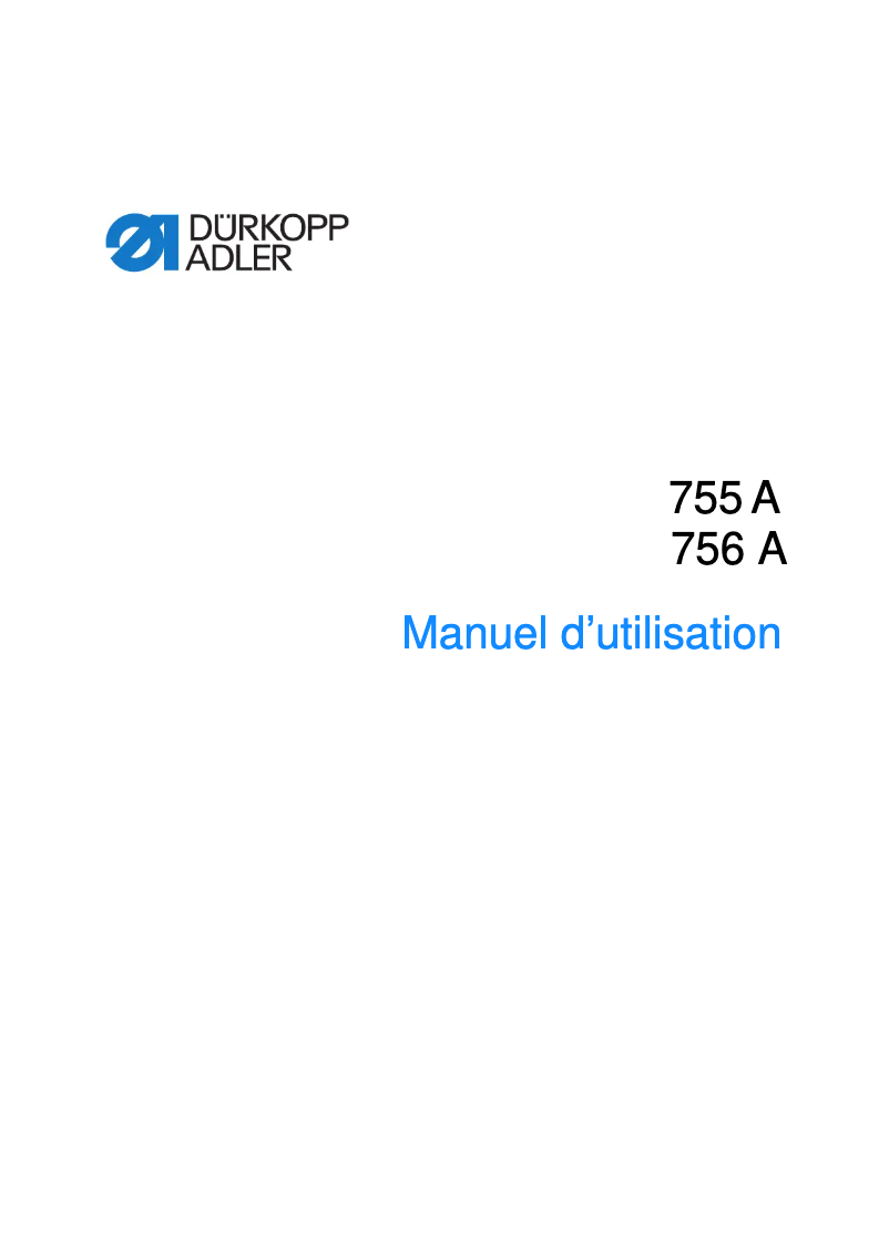Page n°1 - Manuel utilisateur Dürkopp Adler 755 A