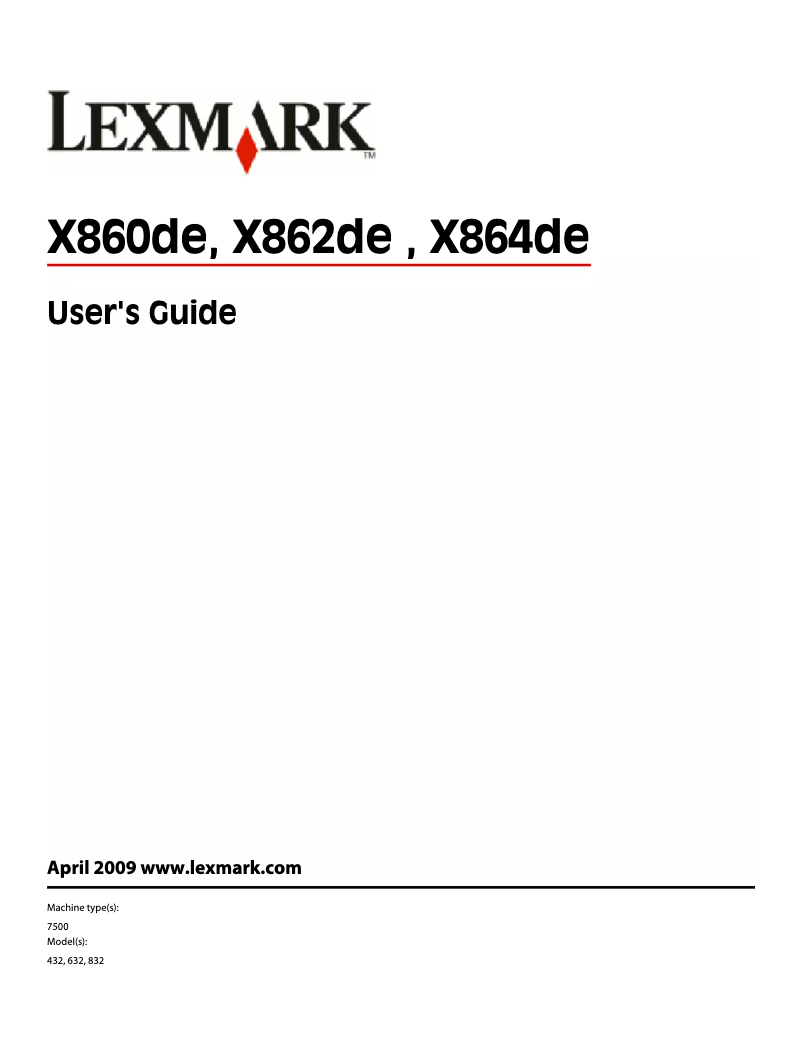 Page 1 de la notice Manuel utilisateur Lexmark X862dte 3