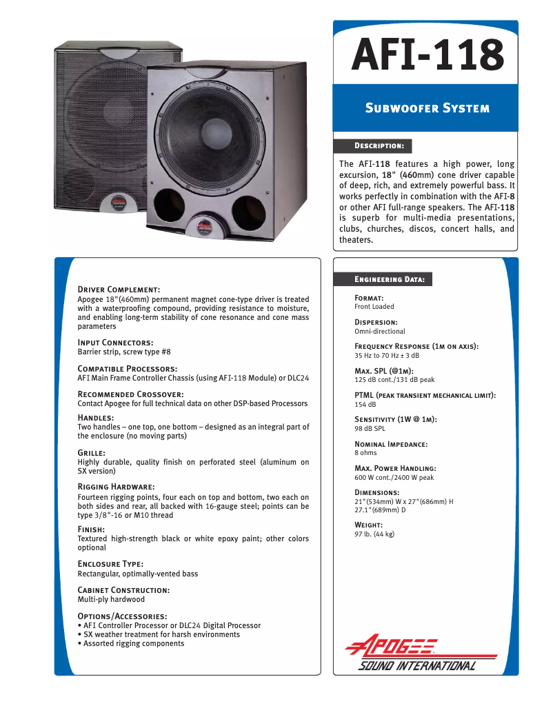 Page 1 de la notice Manuel utilisateur Bogen AFI-118