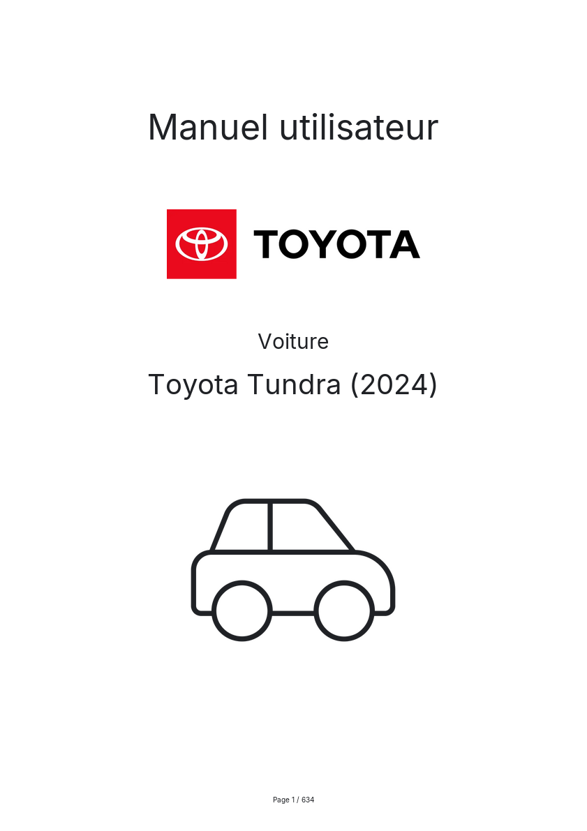 Page 1 de la notice Manuel utilisateur Toyota Tundra (2024)