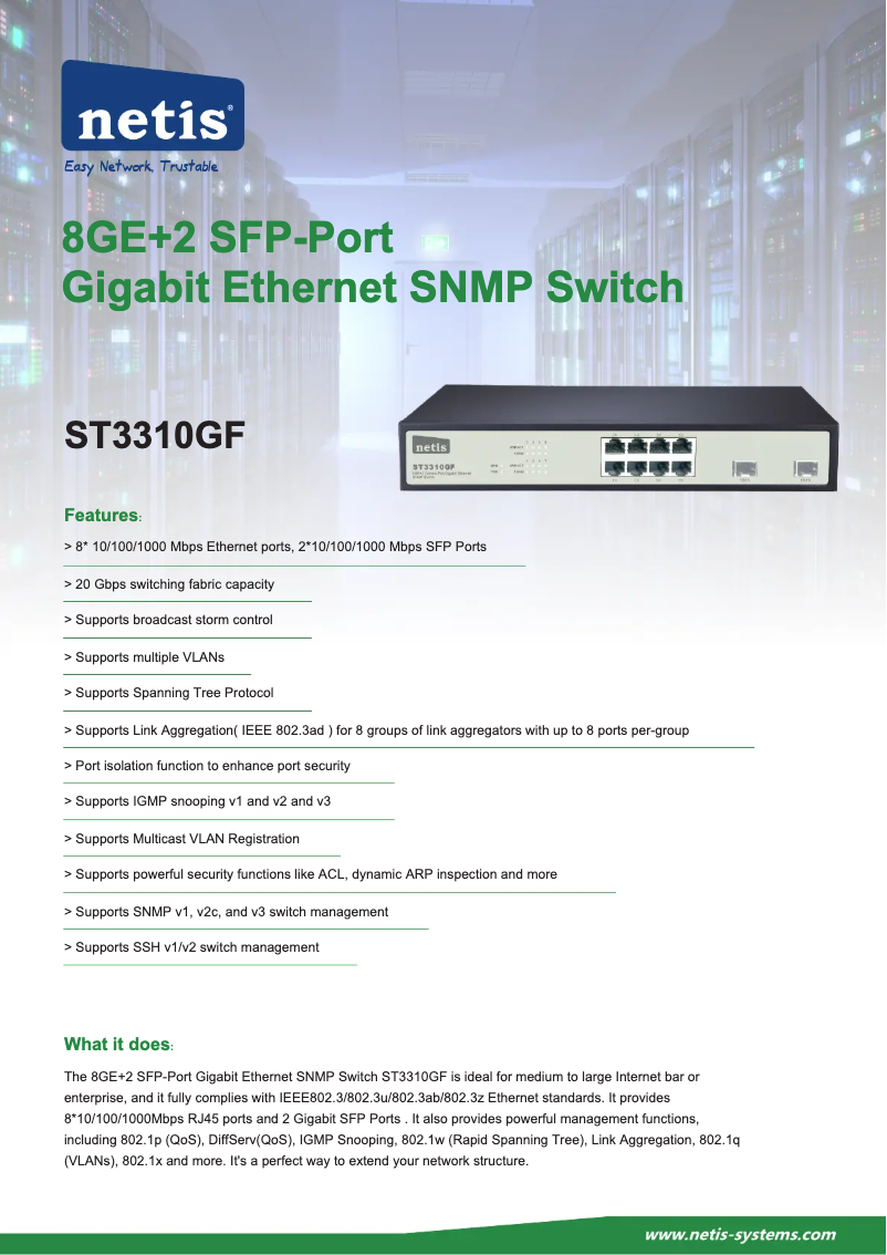 Page n°1 - Manuel utilisateur Netis ST3310GF