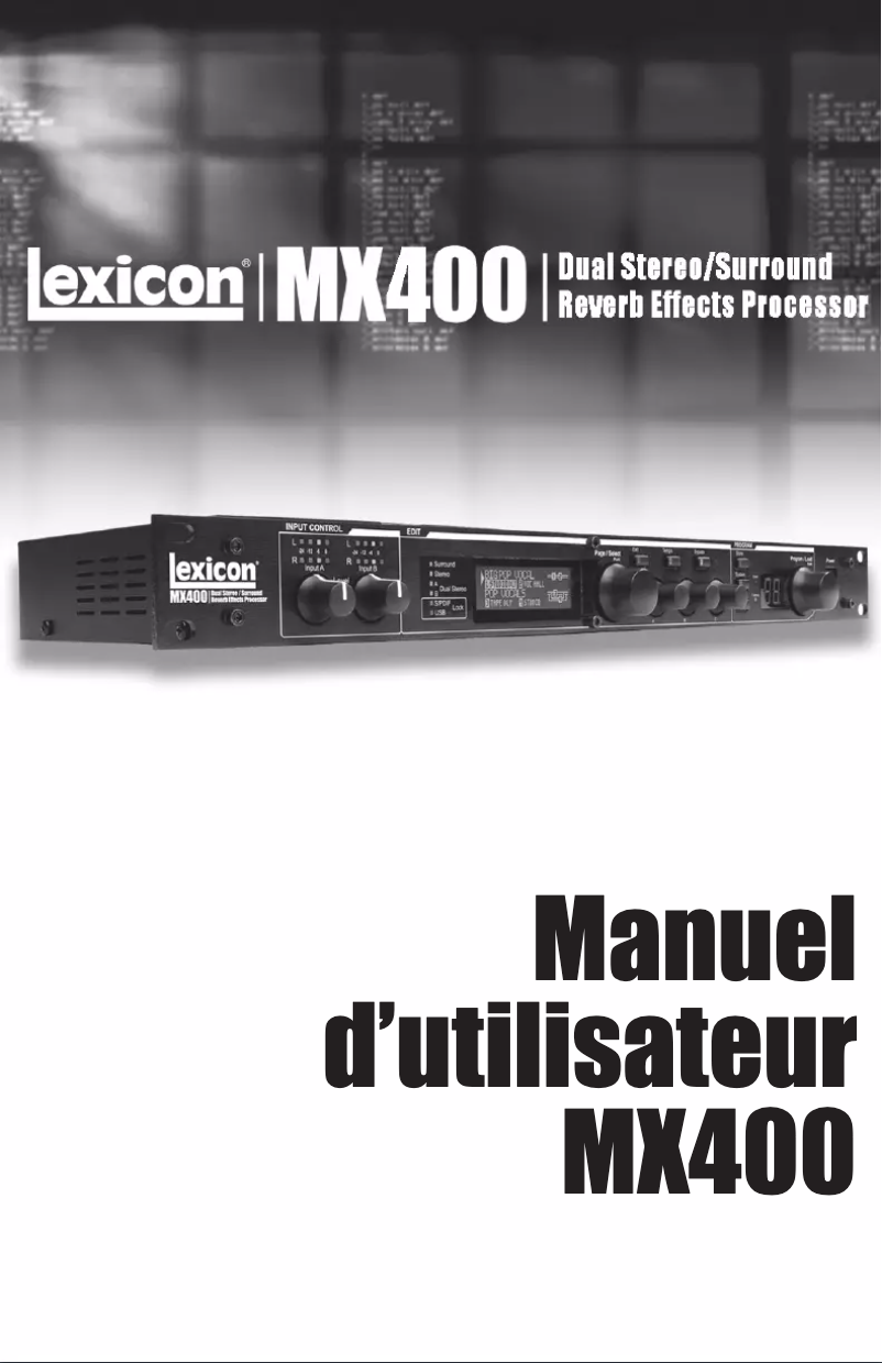 Image de la première page du manuel de l'appareil MX400