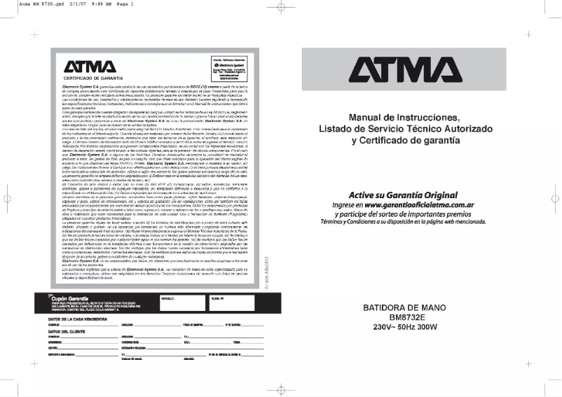 Page 1 de la notice Manuel utilisateur Atma BM8732E