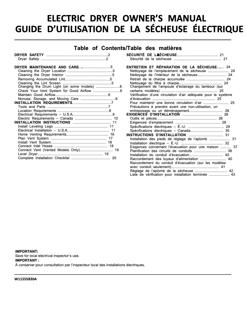 Imagen de la primera página del manual del dispositivo WCD5090JW
