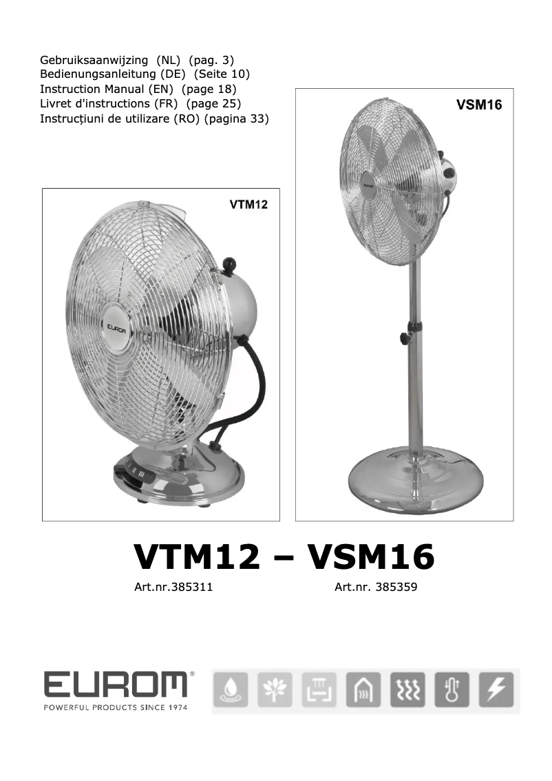 Page 1 de la notice Manuel utilisateur Eurom VSM16