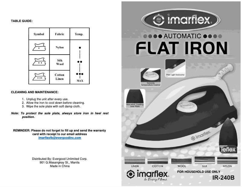 Page 1 de la notice Manuel utilisateur Imarflex IR-240B