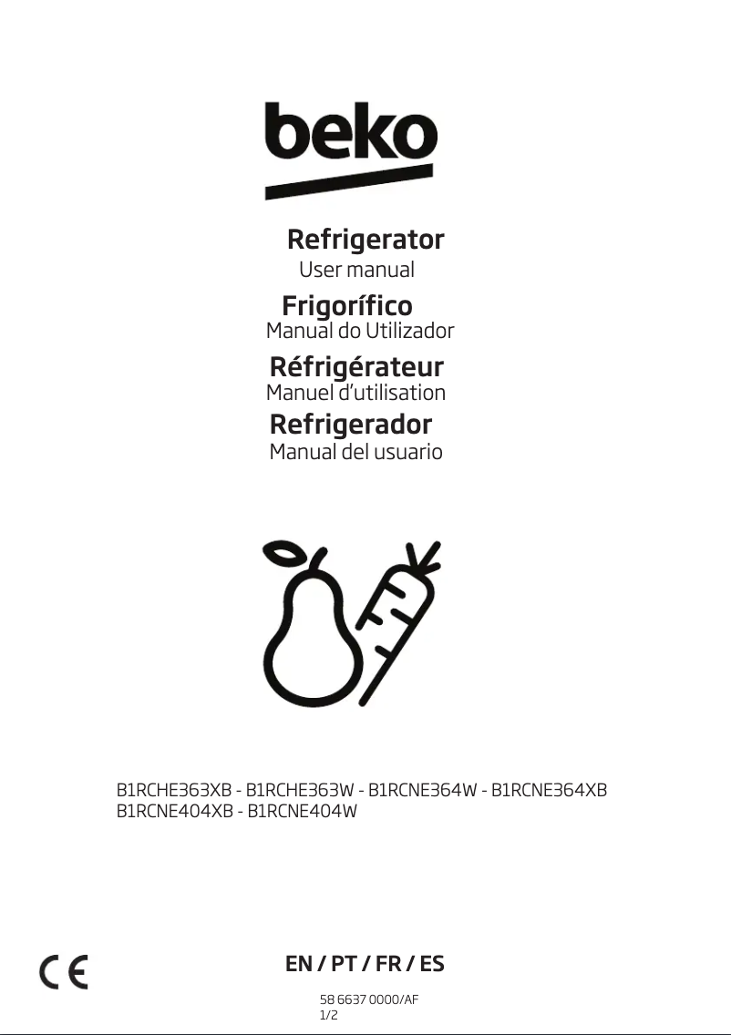 Image de la première page du manuel de l'appareil B1RCNE364W