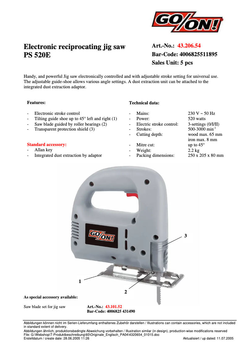 Página 1 del manual Manual de usuario GO/ON PS 520 E