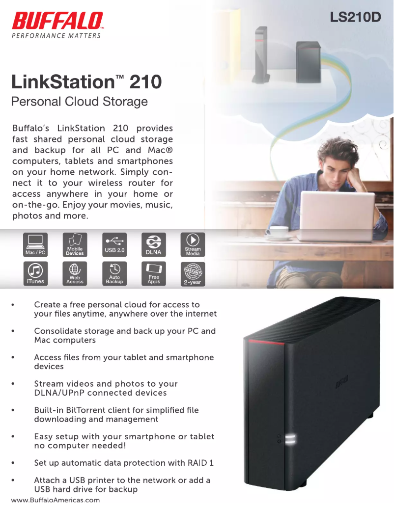 Página 1 del manual Ficha técnica Buffalo LinkStation 210