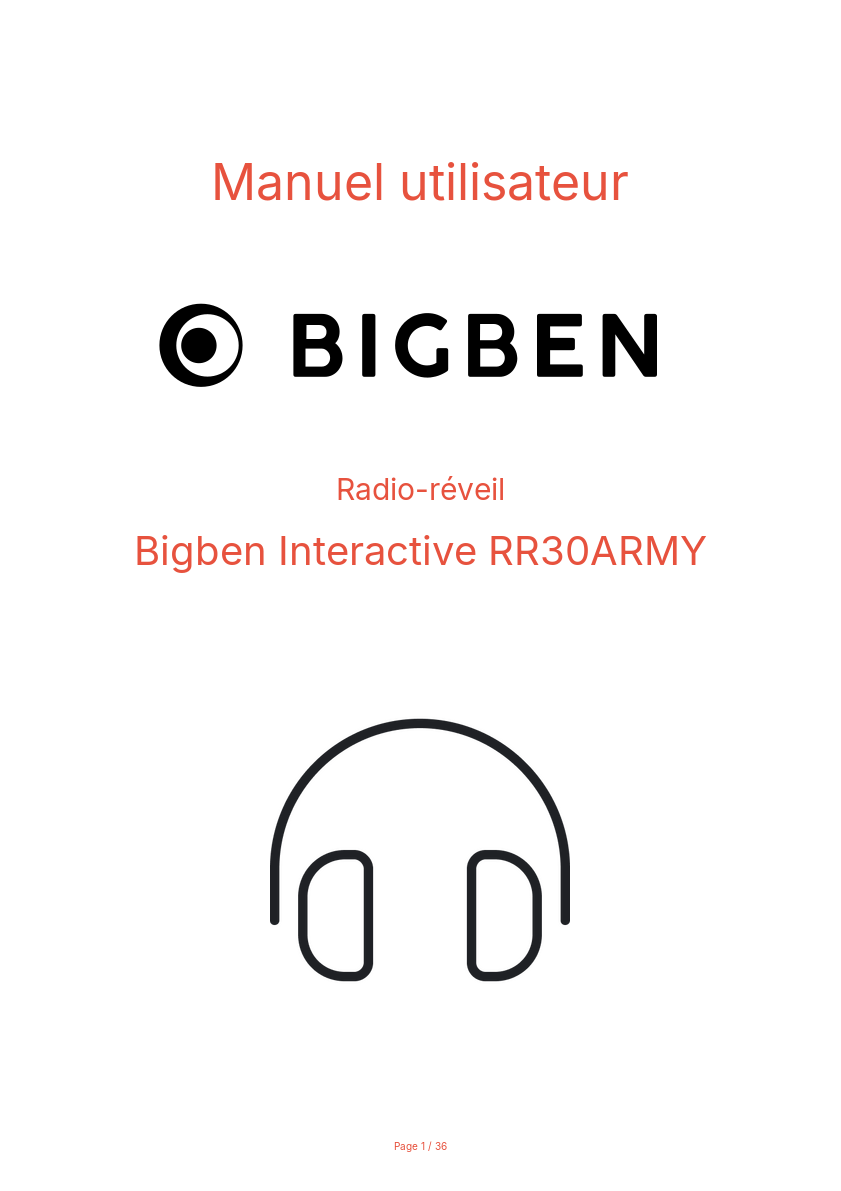 Page n°1 - Manuel utilisateur Bigben Interactive RR30ARMY