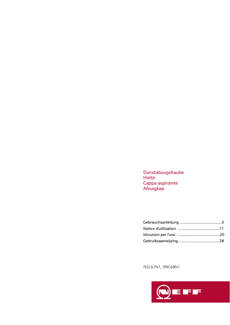 Page n°1 - Manuel utilisateur Neff I99C68N1