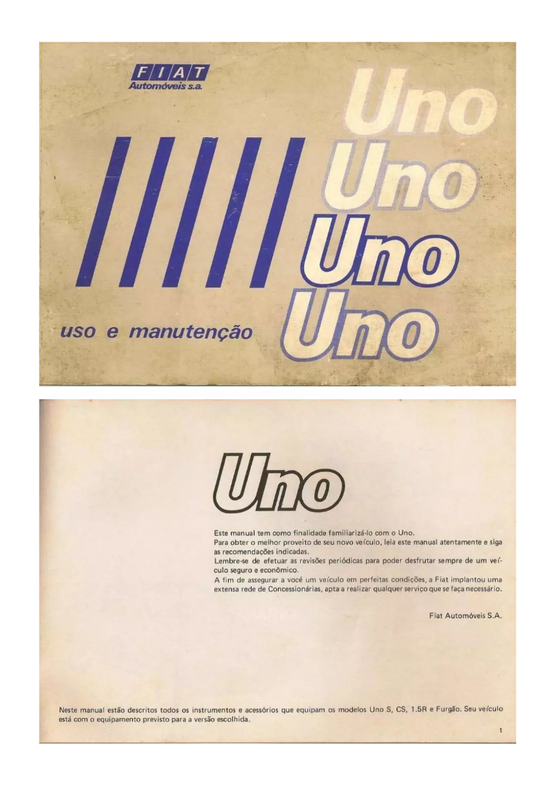Página 1 del manual Manual de usuario Fiat Uno (1989)