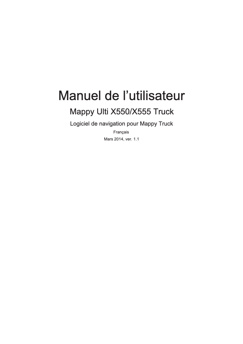 Page 1 de la notice Manuel utilisateur Mappy Ulti X550 Truck