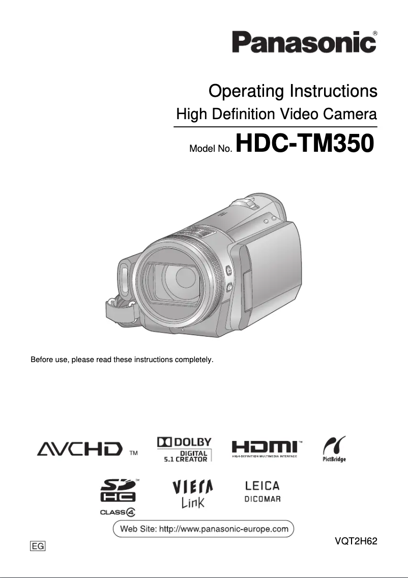 Page n°1 - Manuel utilisateur Panasonic HDC-TM350