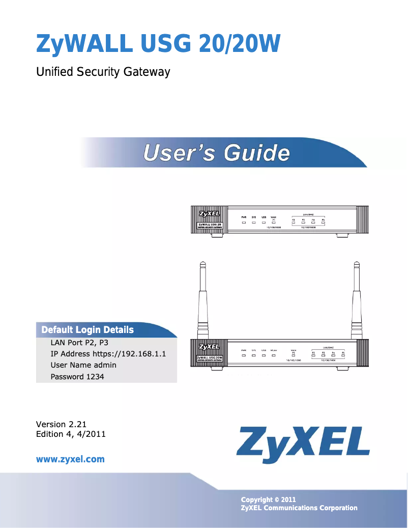 Página 1 del manual Manual de usuario ZyXEL USG-20W